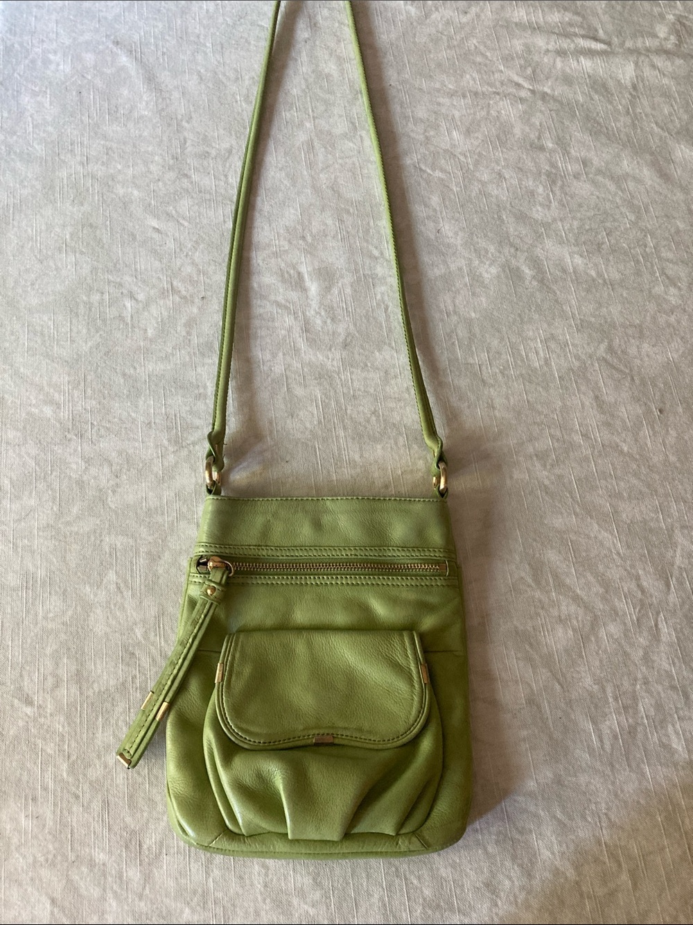 b. makowsky Green Leather Crossbody Bag